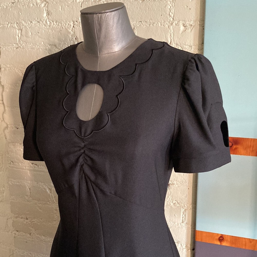 Alexa Chung Scallop Panelled black crepe maxi dress with cutouts NWT US size 6 - Picture 3 of 15